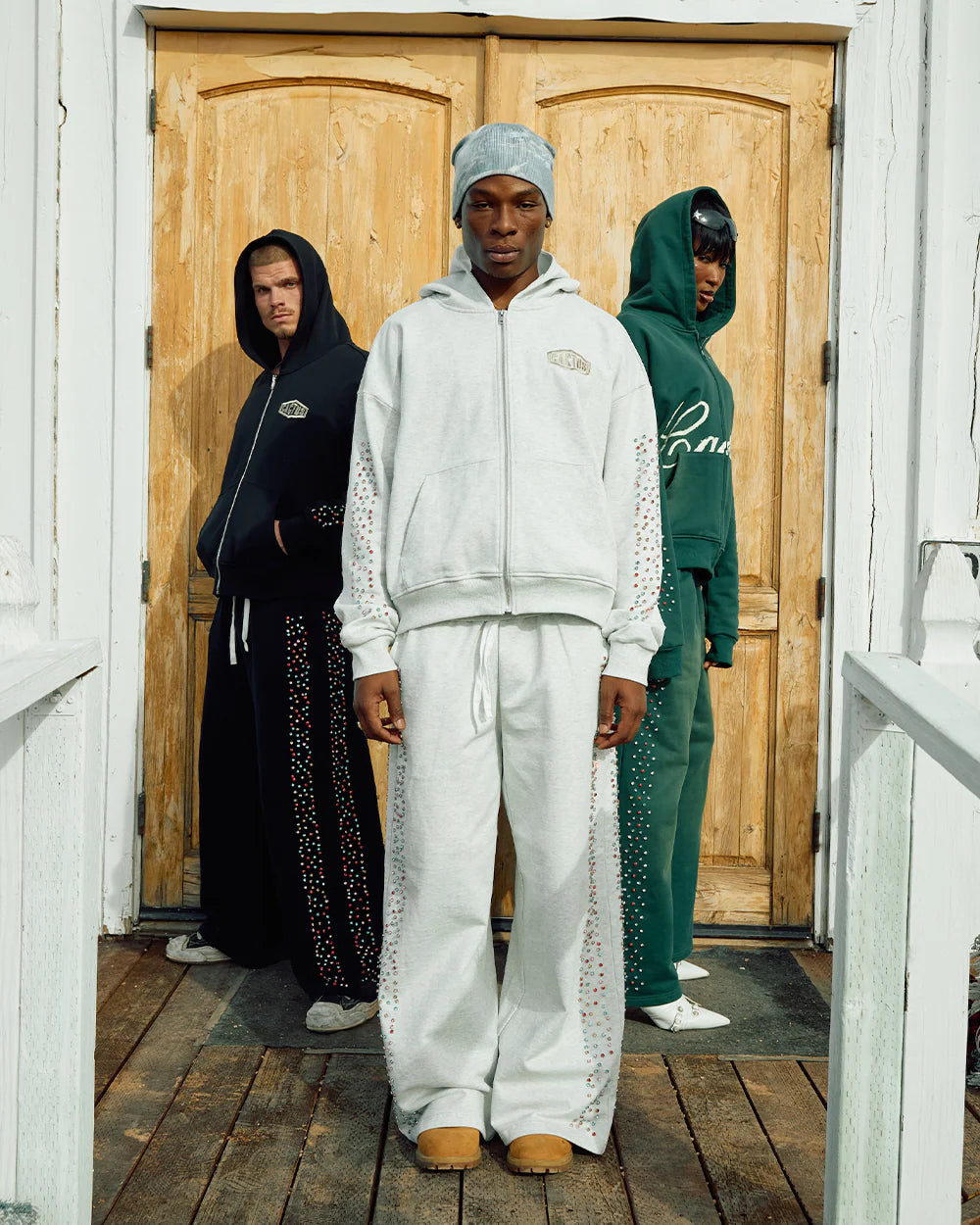 Crystal Cactus Zip Hoodie - Grey