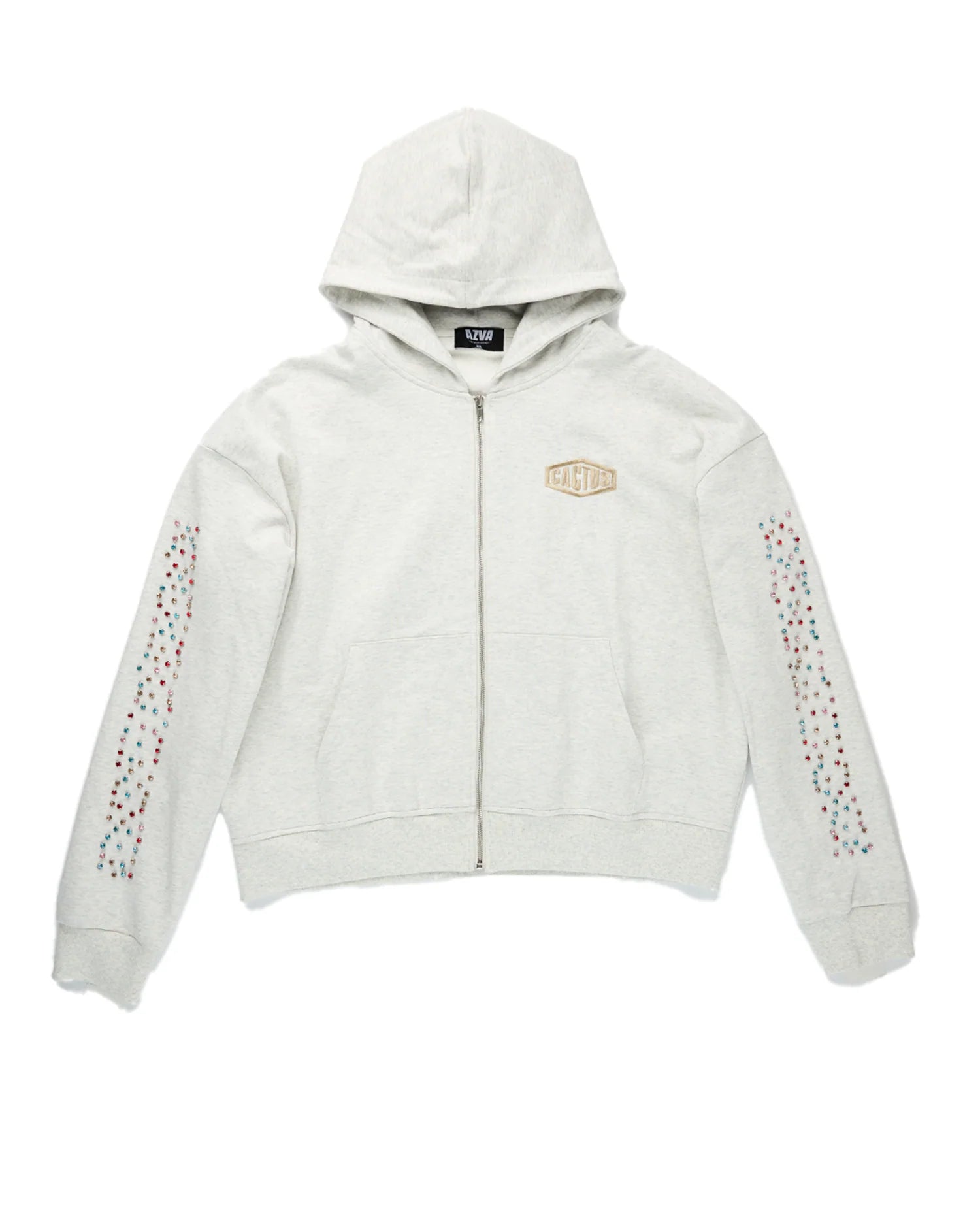 Crystal Cactus Zip Hoodie - Grey